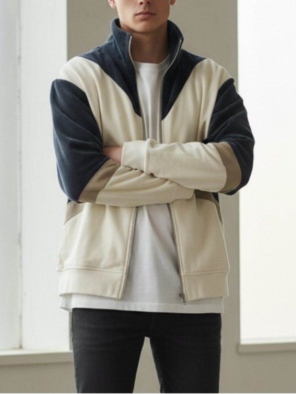 ZARA Men’s Corduroy Colorblock Zip-up Jacket